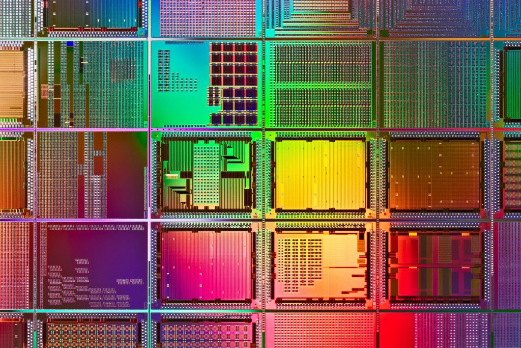 Multi Colored Computer Wafer Macrophotography